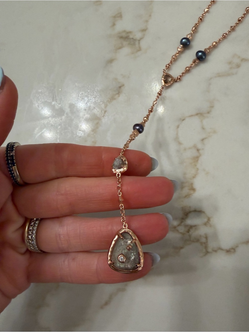 Kendra Scott Rose Gold Lariat Necklace - Picture 3 of 4